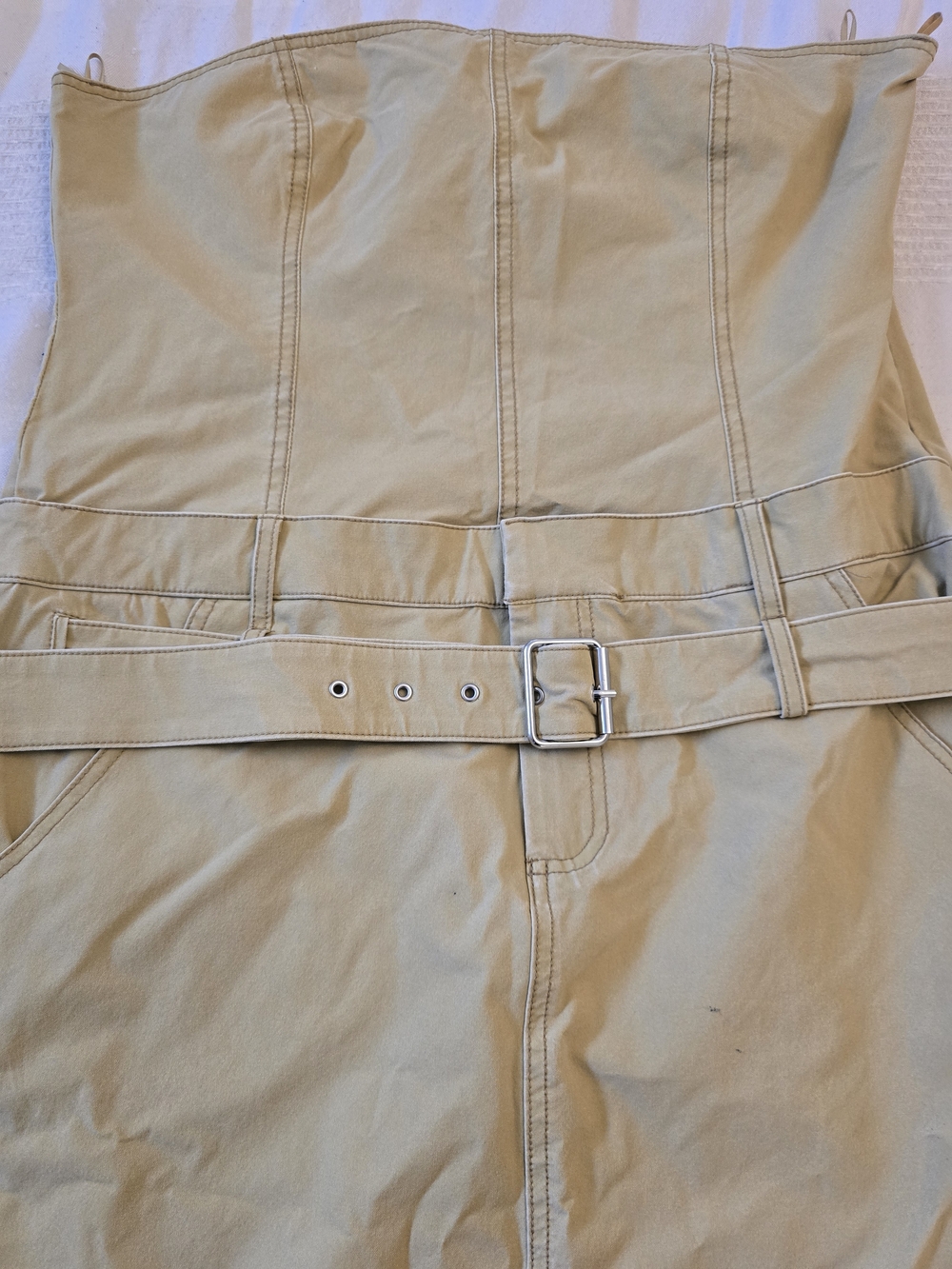 Zara Strapless Belted Maxi Dress in BEIGE COLOR - Picture 4 of 4